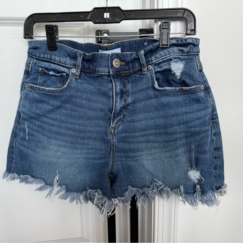 LOFT Blue Distressed Jean Shorts Size 26/2